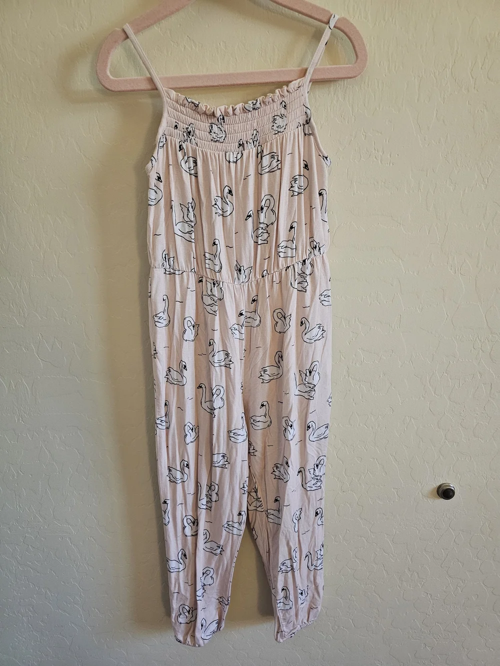 Posh Peanut Odet Swan Sleeveless Smocked Jumpsuit 3T